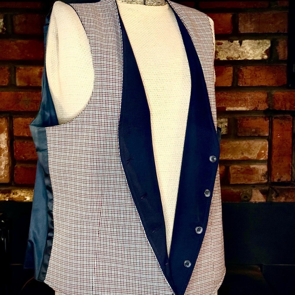1960’s Vintage Men’s Reversible Navy and Checkered Vest